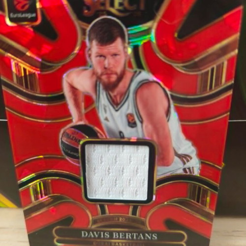 2025-26 Panini Select EuroLeague Davis Bertans Jersey Patch Red Cracked Ice