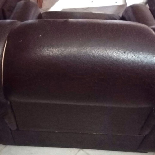 Armchairs and low seats set used, 2 armchairs and 2 stools with cushions