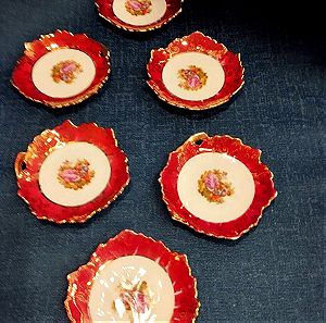 vintage σετ από 6 πιατάκια για γλυκό του κουταλιού