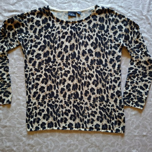 Women's thin wool blouse with leopard print, like new, size L-XL