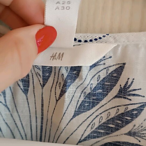 H&M Linen Summer Dress Like New, White and Blue