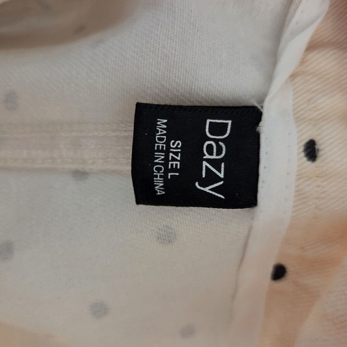 Shein beige denim bermuda shorts with black polka dots, like new, size M