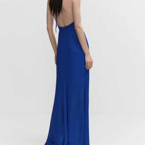 Mango long dress blue like new, wrap with ring detail