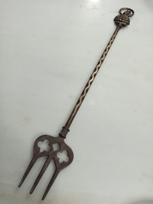 Bronze decorative fork used, about 130 years old, 45 cm long