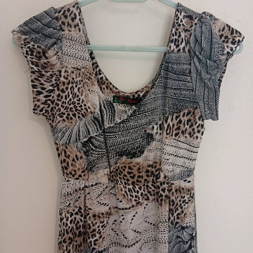 Women's summer dress like new, gray multicolor, size M