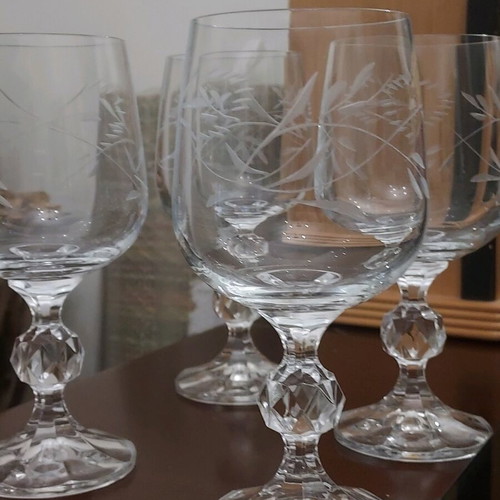 Crystal glasses carved handmade like new, set of 4 pieces