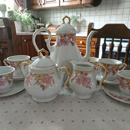Fena vintage porcelain coffee set with floral and gold decoration