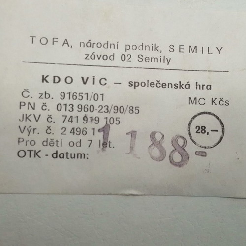 Vintage board game Kdo víc? used, 80s