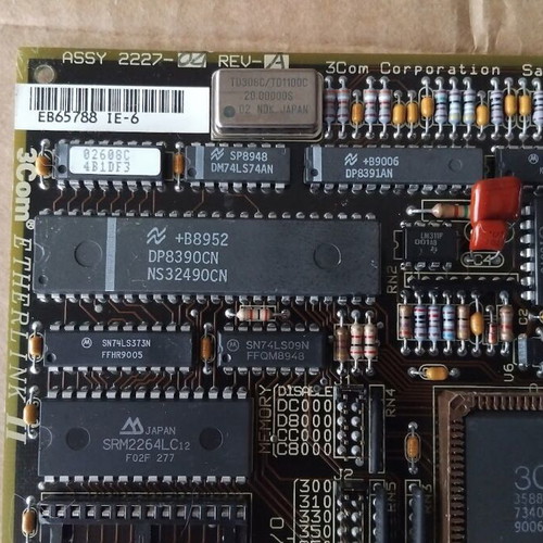 3Com 2227-04 REV.A Etherlink II 8-bit ISA Network Ethernet Card used