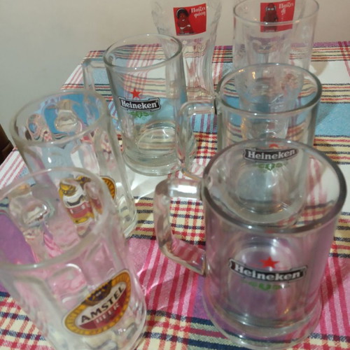 Beer glasses used, set of 5 pieces