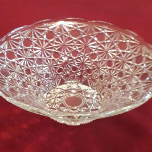 Vintage carved crystal fruit bowl new