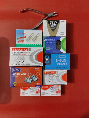 Office paper clips and binder clips new, complete set