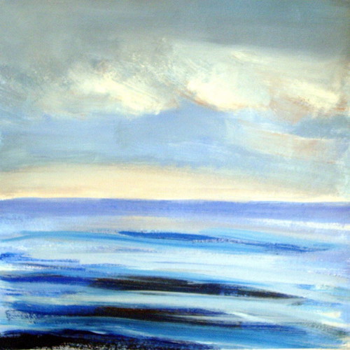 Painting new tempera on canvas with silver wooden frame 53x53 cm