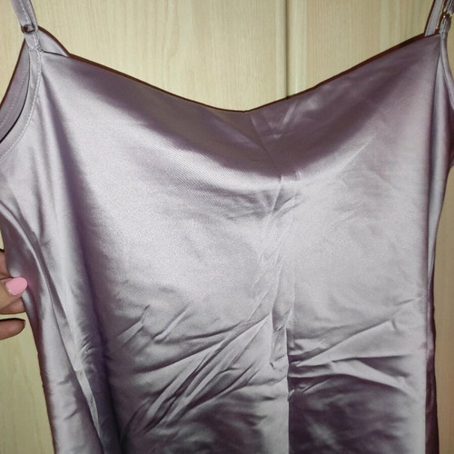 Blouse used purple satin with neckline details size L