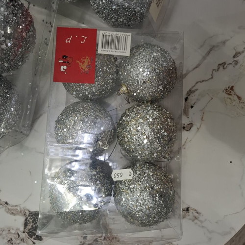 Set of 18 Silver Glitter Christmas Balls (8cm & 10cm)