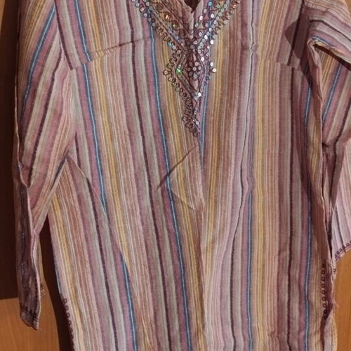 Cotton tunic with sequin details like new, multicolor, size M