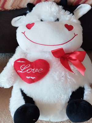 Plush toy like new with red heart and bow