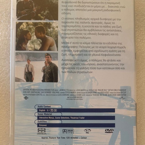 Captain Corelli's Mandolin DVD used, social genre, subtitles
