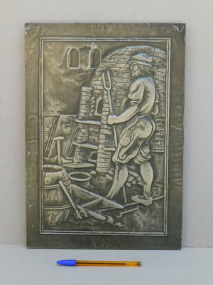 German vintage medal plaque on wooden base