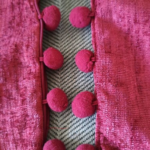 Decorative pillow covers set of 2 new, burgundy with pom poms