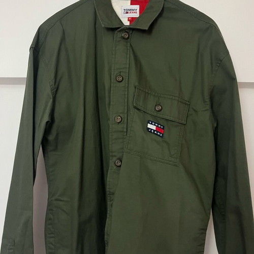 Tommy Jeans DM0DM15129 shirt new, green, size M, oversized fit