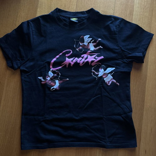 Corteiz T-shirt, black with pink print, size S