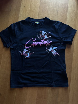 Corteiz T-shirt, black with pink print, size S
