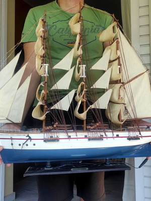 Decorative wooden sailing ship Cutty Sark replica used