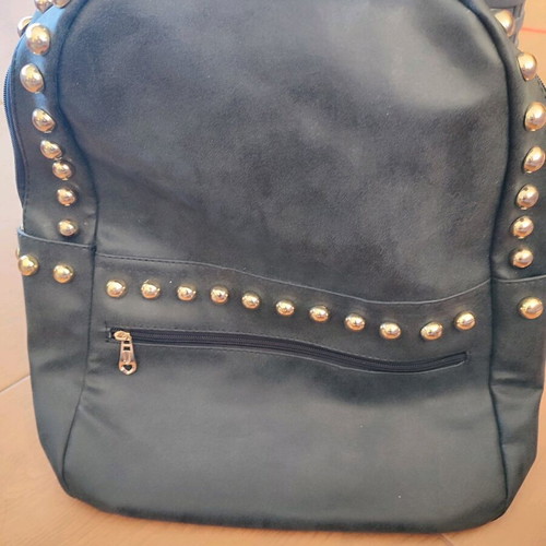 Black faux leather backpack like new with gold studs