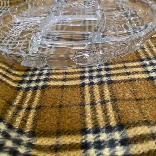 Glass serving platter with dividers and plant designs new