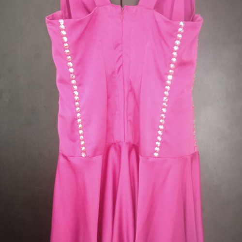 Handmade fuchsia dress with Swarovski, design by Nikos