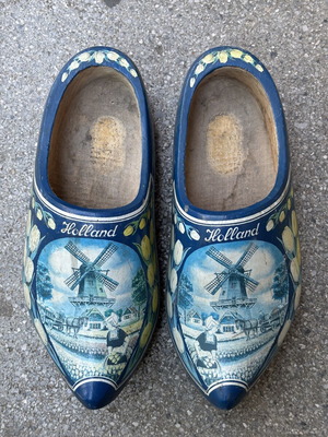 Dutch Wooden Clogs Used, Blue, Size 37, Handmade