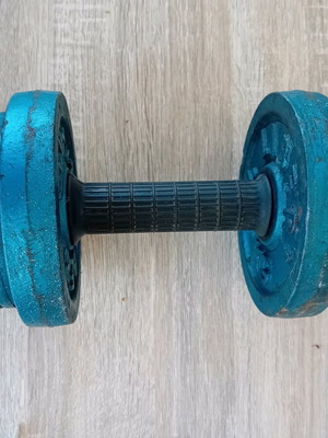 Weights dumbbell 12 kg used with plates and 2 kg barbell