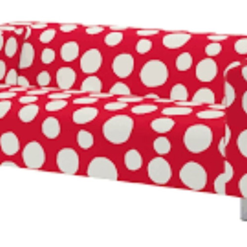IKEA Klippan sofa like new with Storvreta red and white cover