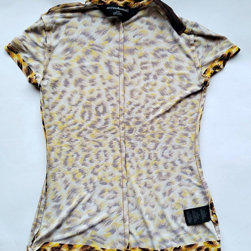 Norma Kamali rusty yellow leopard print blouse like new, size S