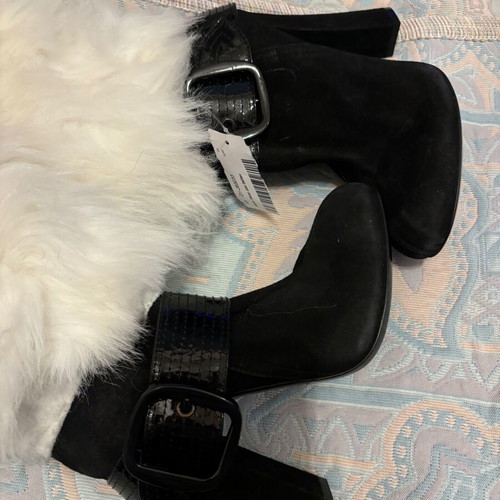 Galliano special edition boots new with eco fur and leather