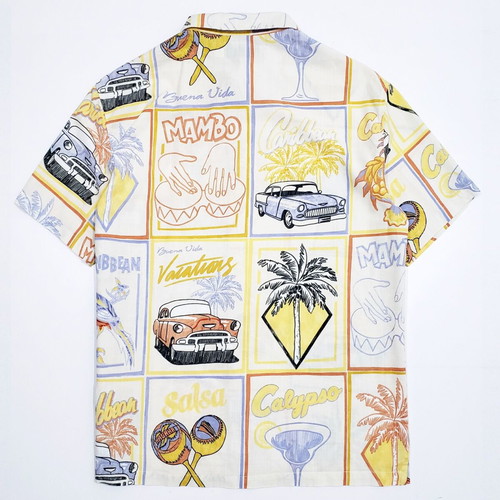 Bershka summer men's cotton print shirt like new, sizes XS-S-M