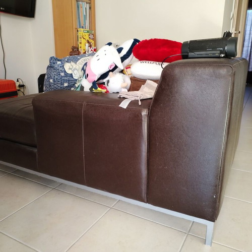 Leather sofa used, genuine leather, 1.60x1.10 m