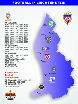 Liechtenstein Football Teams Map Poster 50x70 cm new