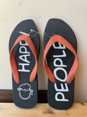 Happy People slippers unisex new, black and orange, size 40/41
