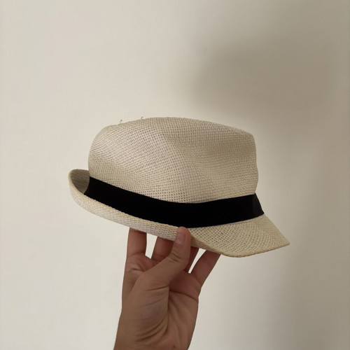Unisex hat, beige with black band