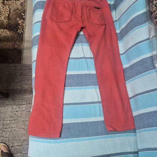 Review men's summer pants, soft carrot red, size 34