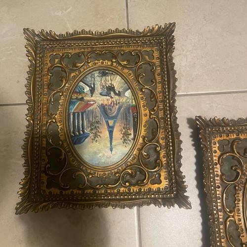 Handmade art plaques used, set of two