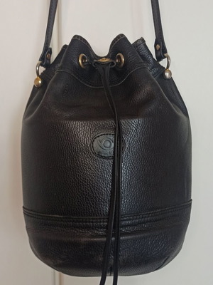 Τσάντα ώμου John Andy δερμάτινη μαύρη μεταχειρισμένη bucket