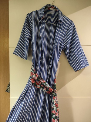 Shirt dress new, striped with floral details
