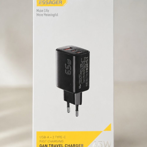 Essager 65W GaN wall charger with 3 ports, PD fast charge