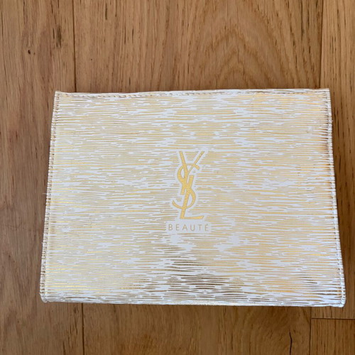 YSL cosmetic bag new, white and gold, 21x16cm