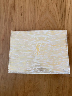 YSL cosmetic bag new, white and gold, 21x16cm