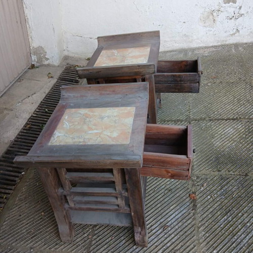 Chinese tables used with marble top and drawers