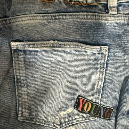 Zara patchwork jeans used, blue, size XS